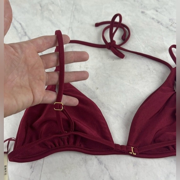GIGI C Burgundy Triangle String Bikini Top - Picture 7 of 13